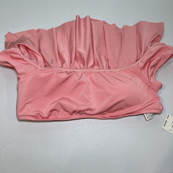 Trina Turk Monaco Ruffle Bandeau Two Piece Swimsuit Size 10 Pink New With Tags - Picture 2 of 6